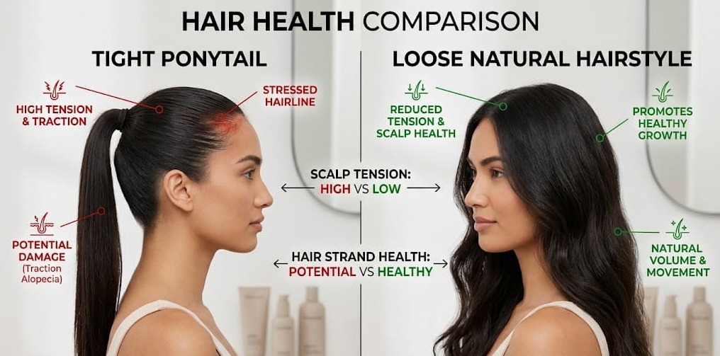 avoid tight hairstyles to prevent hair fall