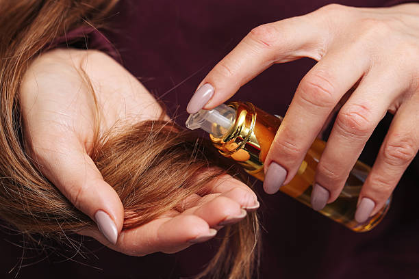 natural oil treatment for dry damaged hair. beauty cosmetic use at home.